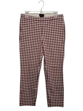J Crew Gingham "Martie" Pant SIZE 6 - Deep Red & Cream